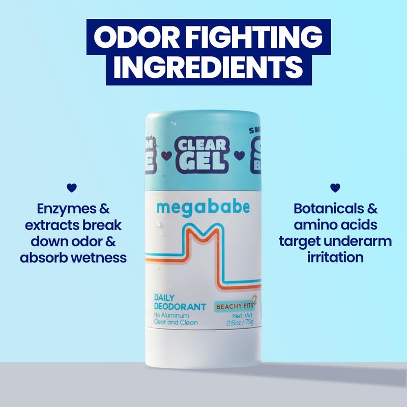 Megababe Beachy Pits Daily Deodorant, Fresh Scent, 2.6 Ounce, Stick - Image 2
