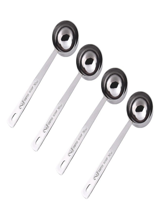 Irishom 4 Pack 30ml Stainless Steel Measuring Spoons Coffee Milk Scoop with Clear Measurement Marks Deep Spoon Head Long Handle - Image 1