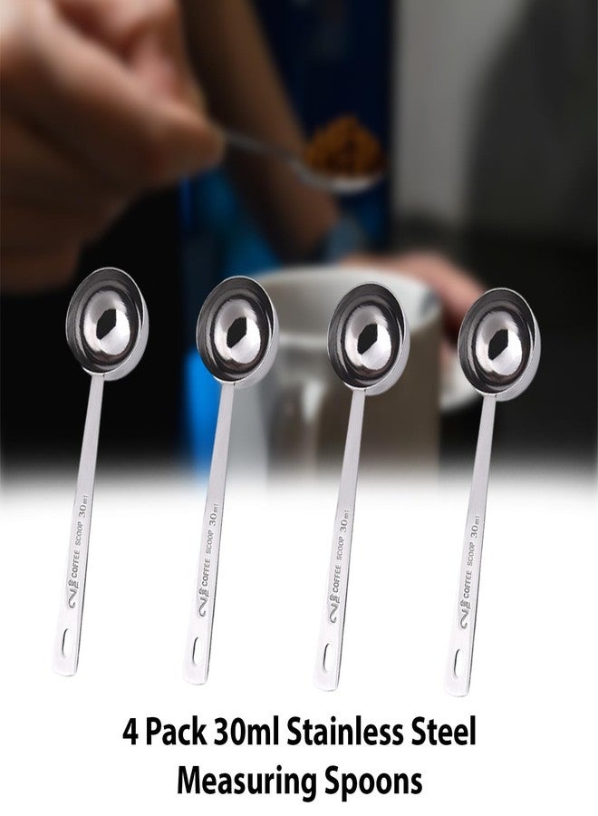 Irishom 4 Pack 30ml Stainless Steel Measuring Spoons Coffee Milk Scoop with Clear Measurement Marks Deep Spoon Head Long Handle - Image 3