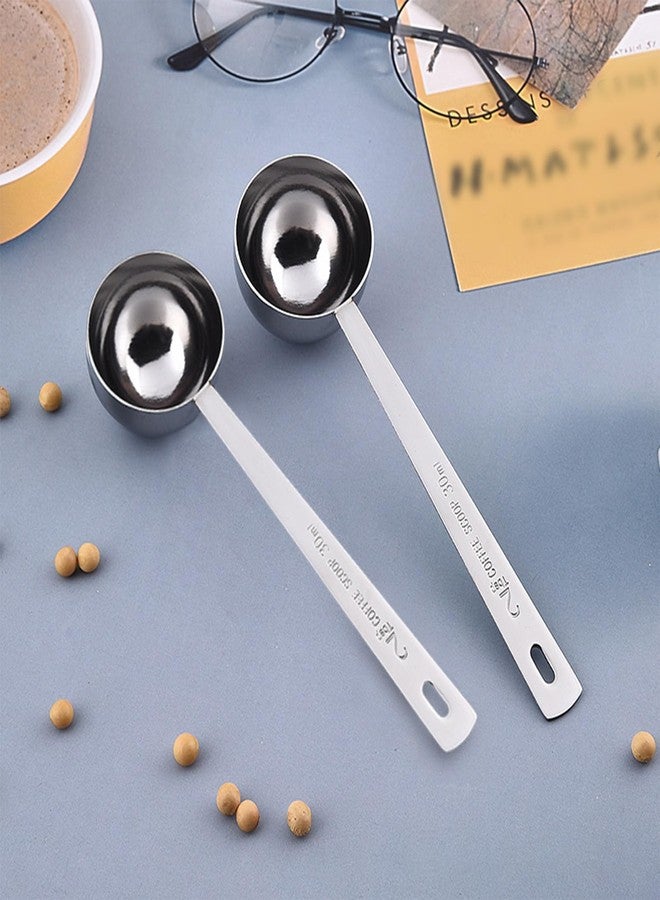 Irishom 4 Pack 30ml Stainless Steel Measuring Spoons Coffee Milk Scoop with Clear Measurement Marks Deep Spoon Head Long Handle - Image 2