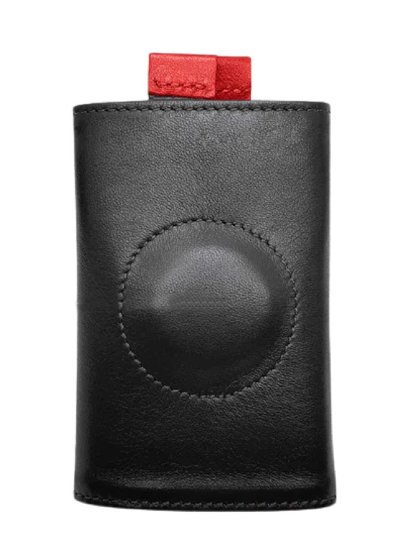 The Frenchie Co. AirTag Speed Wallet | Ultra Slim Front Pocket Wallet with AirTag Holder for Men & Women | RFID Blocking Quick-Access Card Holder with Pull Tab | Full-Grain Italian Leather Minimalist Design | Holds up to 14 Cards & Cash (Rouge-Noir – Special Edition) - Image 1