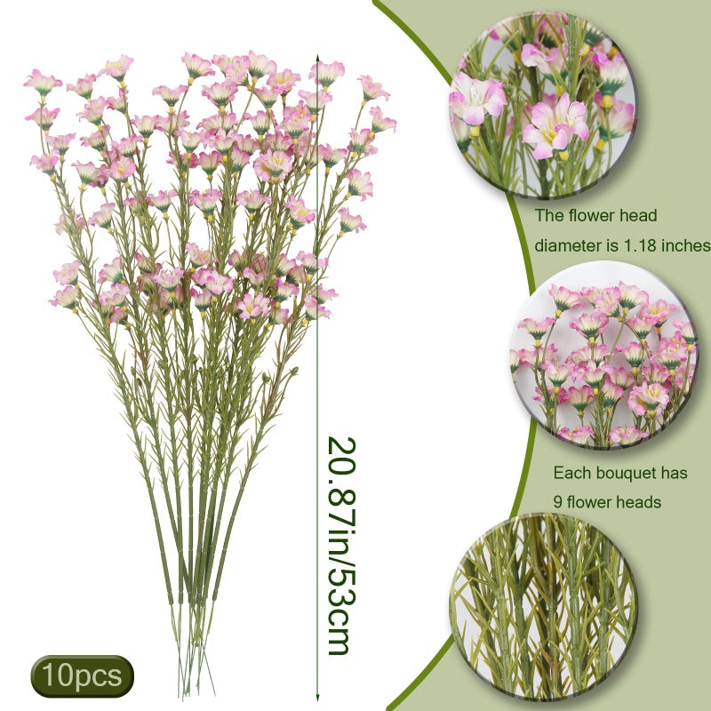 Cityes 10 Pcs Artificial Wildflowers With Stems Bulk Silk Spring Flowers 21 Inch Fake Forsythia Branches Pink Faux Wildflowers Floral Arrangements For Home Decor Indoor Outdoor Wedding Centerpieces - Image 2
