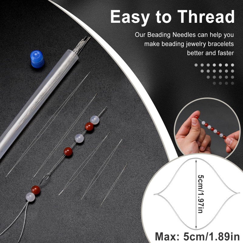 UOOU 18 Pcs collapsible Big Eye Seed Beads Needles Set with Bottle - Image 4