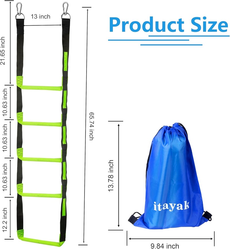 itayak Boat Rope Ladder, Portable Boarding Fishing Climbing Rope Outdoor Foldable Ladder for Inflatable Boat, Sailboat, Kayak, Motorboat, Canoeing (5 Steps) - Image 2