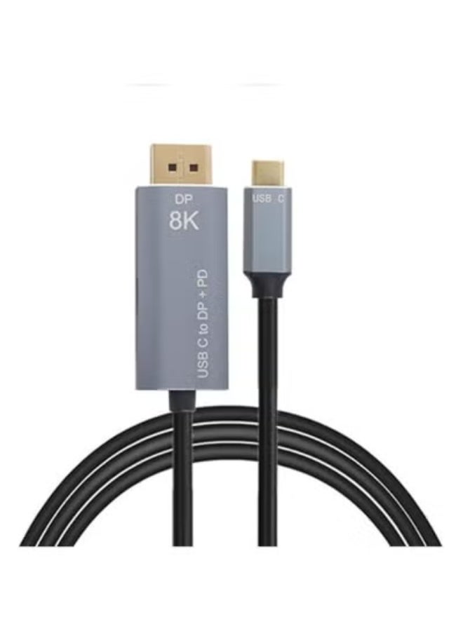 كيبل USB C إلى منفذ عرض DP 1.4 – يدعم 8K@60Hz – عملي وسهل الاستخدام – خالي من التشابك