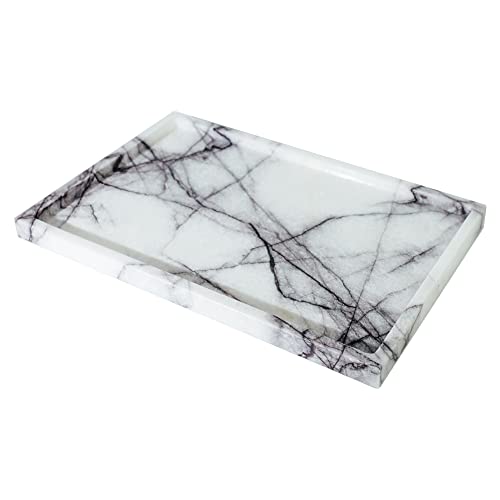 Real Luxurious Vanity Tray Natural Genuine Marble Storage Tray for Home Decor Stone Tray for BathroomKitchenVanityDresser NonResinNonCeramicLilac