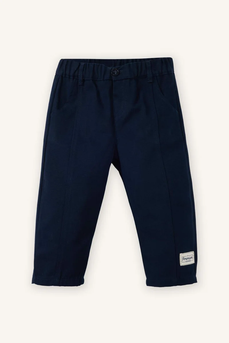 ديفاكتو Baby Boy Balloon Fit Label Print Gabardine Trousers