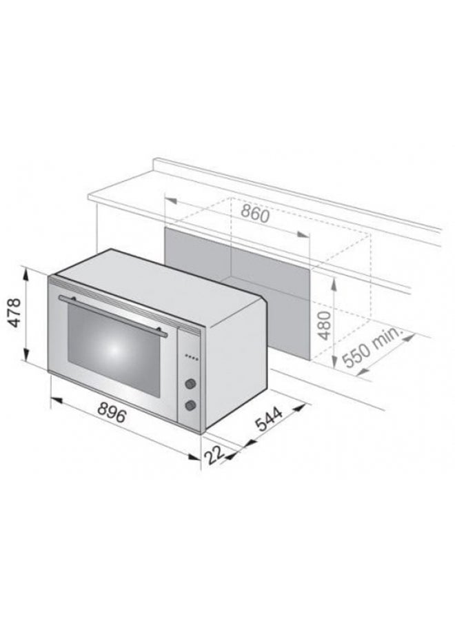 ALGOR Algor Electric Built-in Oven, 9 Functions, 90 Cm, 110 L, Interior Lighting, Timer, Italy, Steel - AL-OD99EX  - Image 5