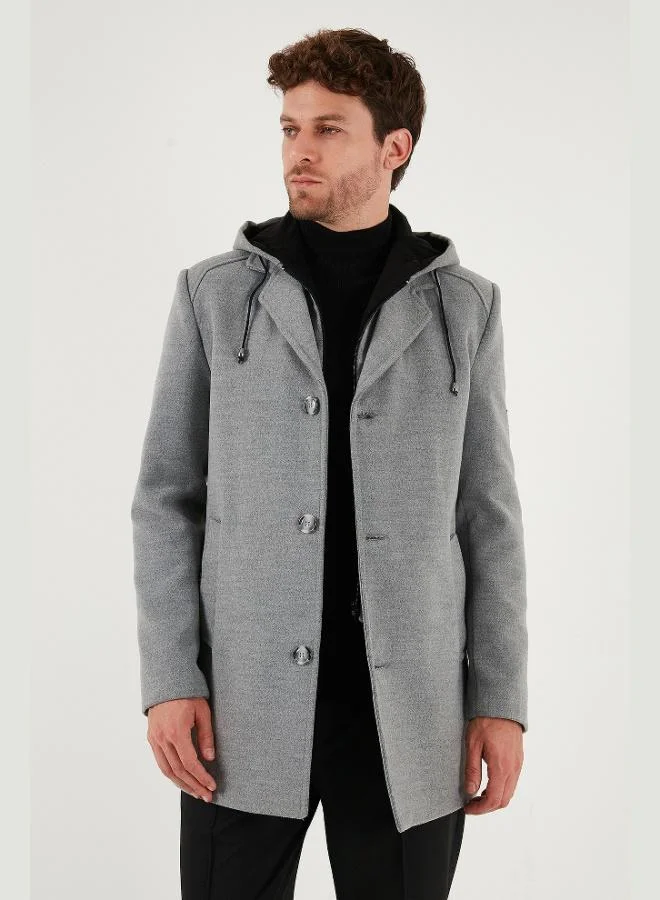 Buratti  Buratti Removable Hooded Grey Slim Fit Cashmere Coat Men's COAT 5841013 for Men | Best Price UAE