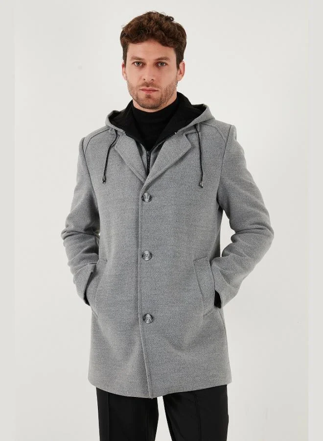 Buratti  Buratti Removable Hooded Grey Slim Fit Cashmere Coat Men's COAT 5841013 for Men | Best Price UAE