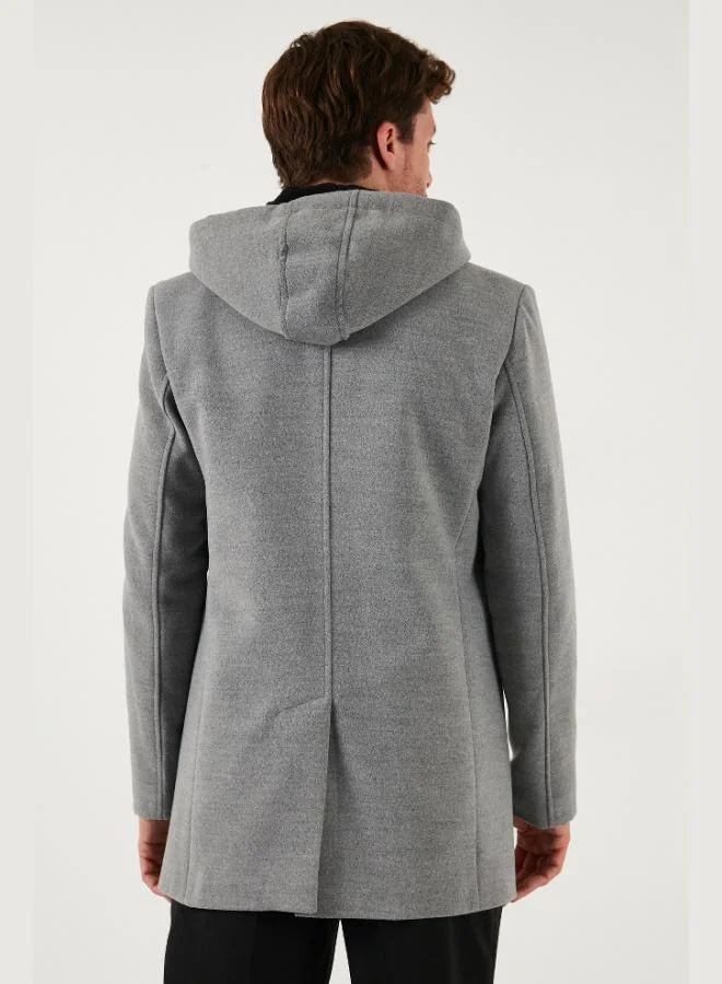 Buratti  Buratti Removable Hooded Grey Slim Fit Cashmere Coat Men's COAT 5841013 for Men | Best Price UAE