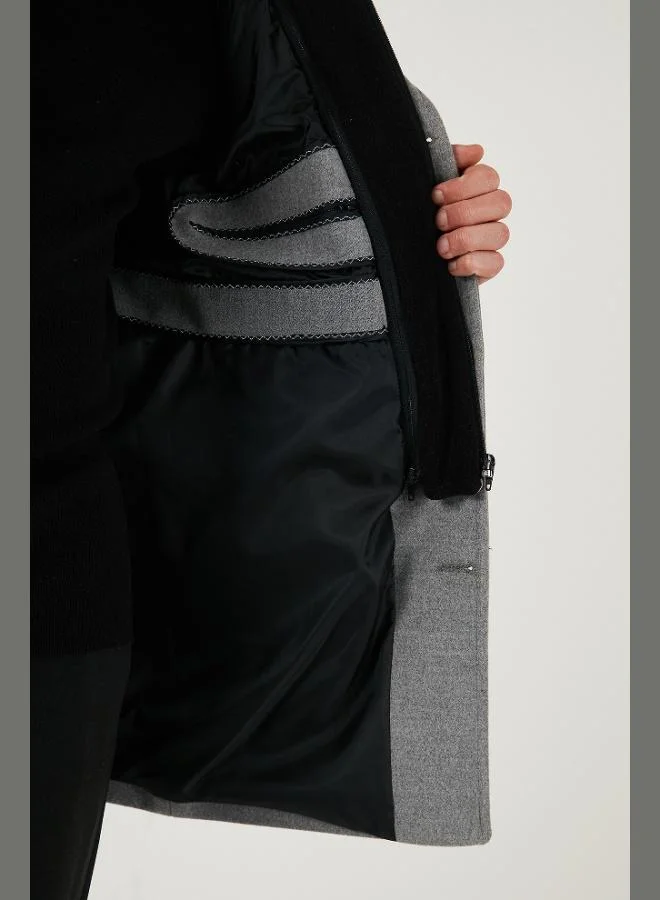 Buratti  Buratti Removable Hooded Grey Slim Fit Cashmere Coat Men's COAT 5841013 for Men | Best Price UAE