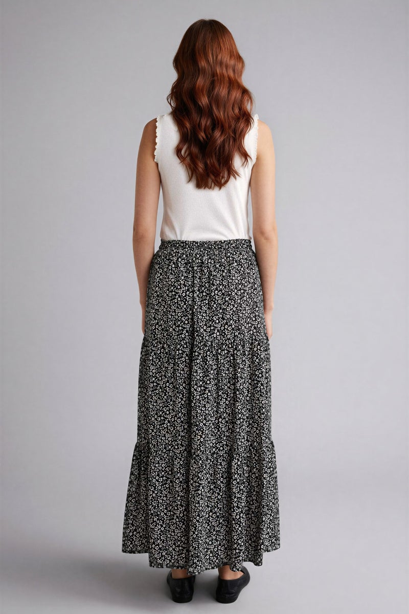 DeFacto Black Woman Printed Maxi Skirt Casual - Image 5