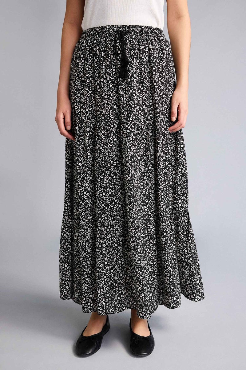 DeFacto Black Woman Printed Maxi Skirt Casual - Image 3