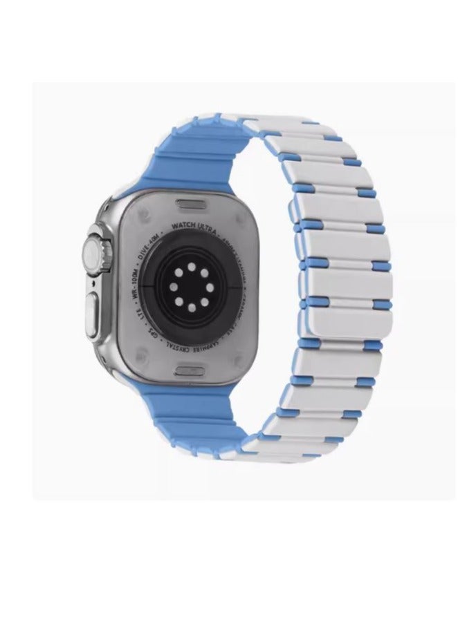 Contrast Color Silicone Rubber Integrated Watch Band Strap for Apple Watch Compatible with 42mm 44mm 45mm 49mm
