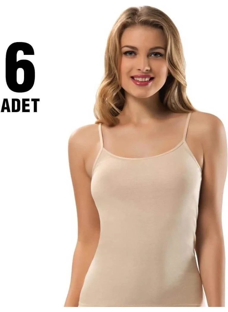 Tutku Passion Women's 6-Piece Rib Rope Strap Undershirt