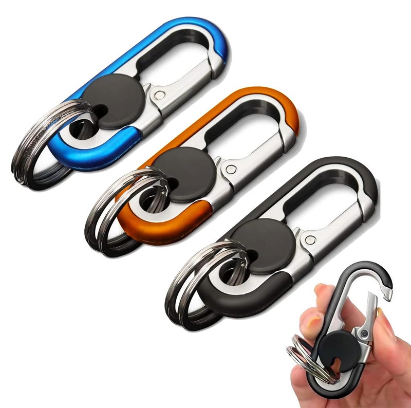 CHRIS GOOD Men's Car Key Chain 3pcs, Personalized Creative Stainless Steel Car Keychain for Men, Anti-Loss Heavy Duty Metal Key Ring - Image 1