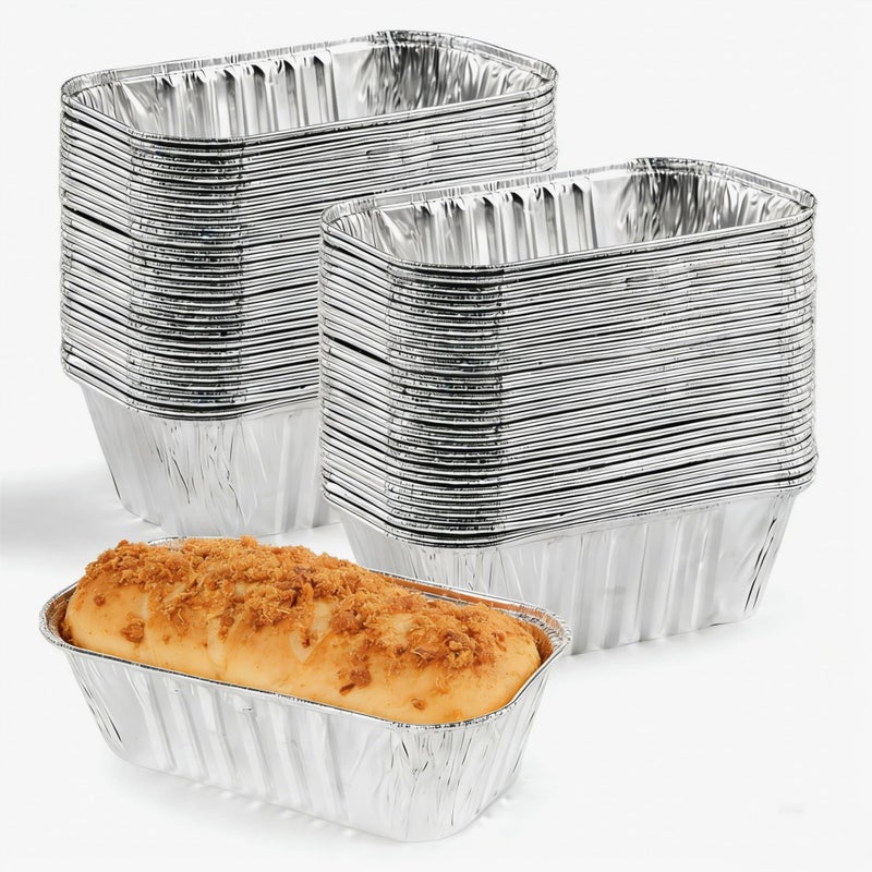 Benestanti 100 Pack 1 Lb Aluminum Mini Loaf Pans, 6â€ x 3.5â€ x 2â€ Oven Safe Small Foil Loaf Pan, Disposable Loaf Pans,Aluminum Foil Bread Tins Pans for Baking Holiday Treats Food Storage and Takeout - Image 1