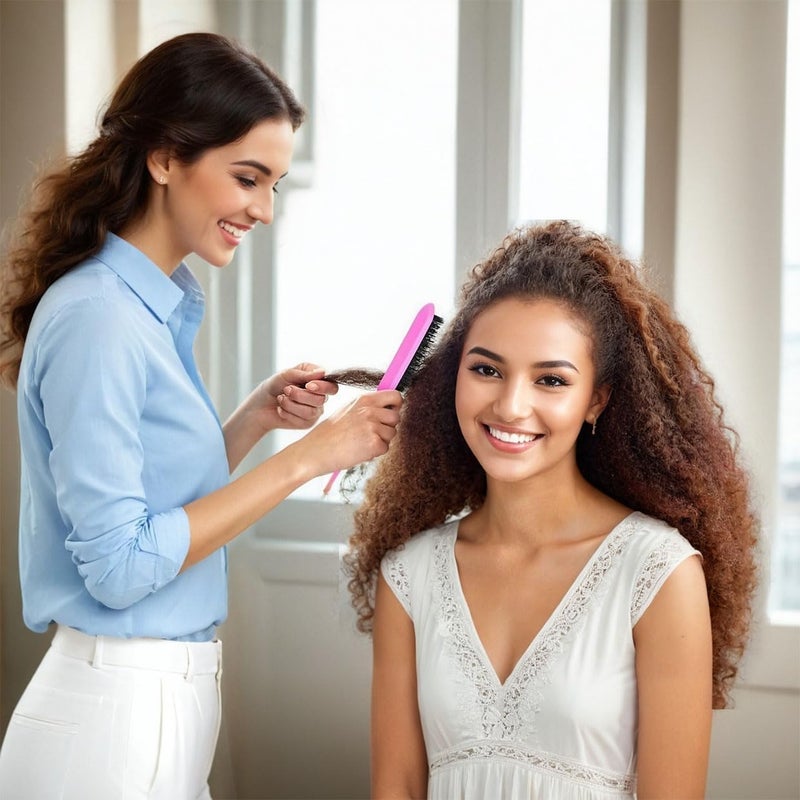 Duomama 6-Piece Pink Hair Styling Set, comes with edge brushes and rat tail combs (2 pcs each). good for smoothing hair and taming flyaways, good for daily hairstyling - Image 4