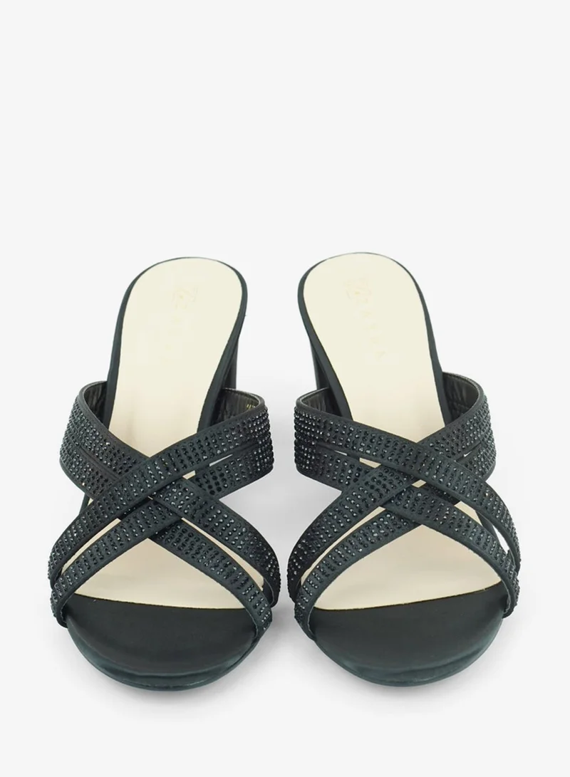 Zayna Black 221-294 Zayna Ladies Classic High block heel Slides 2G5957-711 Black for Women | Best Price UAE