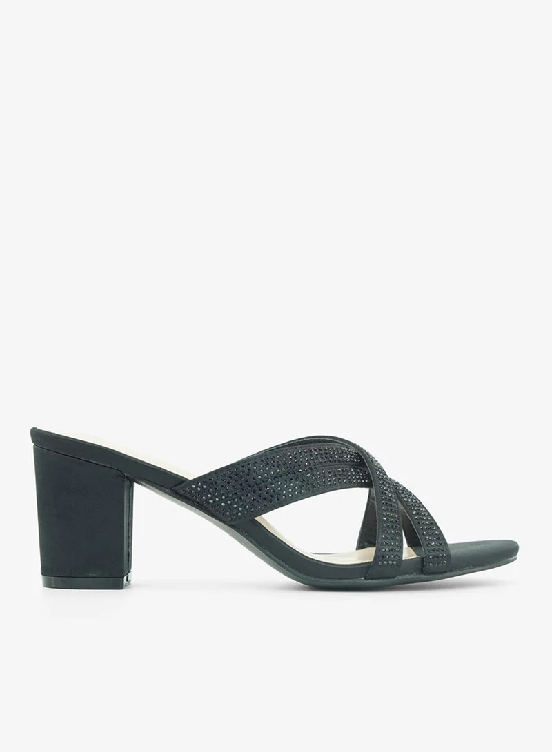 Zayna Black 221-294 Zayna Ladies Classic High block heel Slides 2G5957-711 Black for Women | Best Price UAE