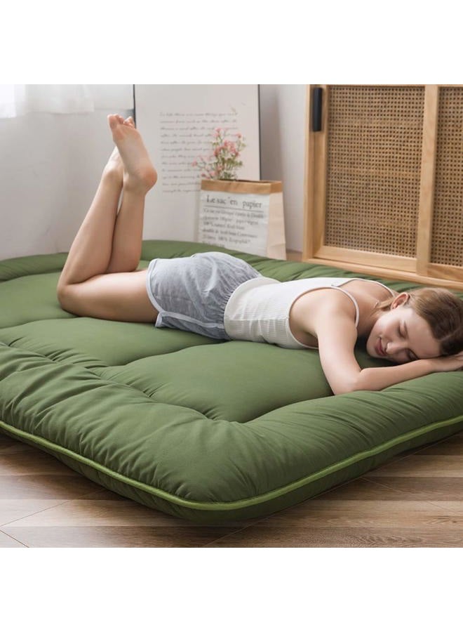 MAXYOYO Japanese Futon Mattress Twin Size Floor Mattress, Thicken Tatami Mat Sleeping Pad Roll Up Mattress Floor Bed Folding Couch Bed Mattress Pad for Guest Room, Green, Twin - Image 2