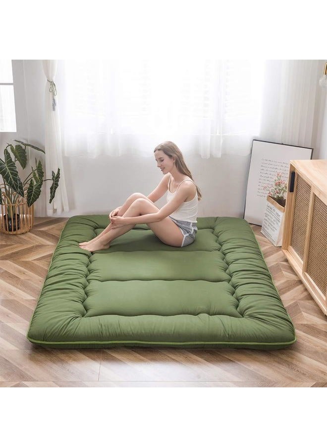 MAXYOYO Japanese Futon Mattress Twin Size Floor Mattress, Thicken Tatami Mat Sleeping Pad Roll Up Mattress Floor Bed Folding Couch Bed Mattress Pad for Guest Room, Green, Twin - Image 4