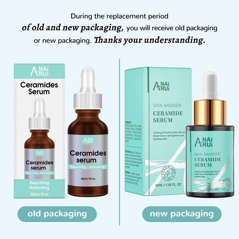 ANAI RUI Ceramide Face Serum, Calming Smooting Serum for face,Skin Barrier Repair Serum with Hyaluronic Acid, Reduces Wrinkles & Repairs Skin, Soothe Redness,Ceramide Moisturizer Serum 1 Fl.oz - Image 2
