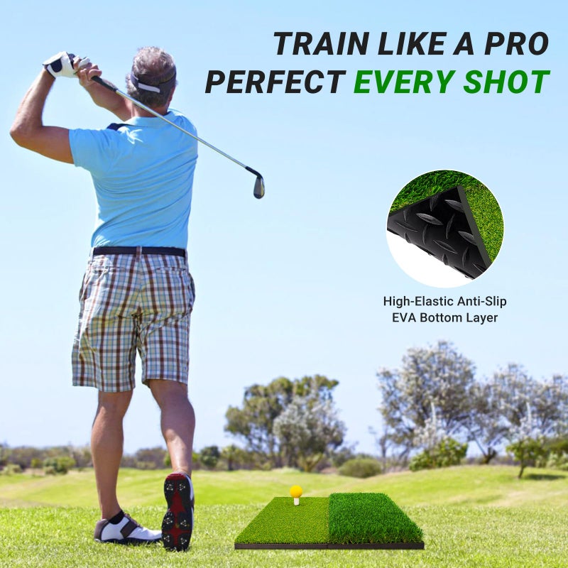 LYDARZ Portable & Foldable Golf Practice Mat â€“ Dual-Turf Golf Hitting Mat for Indoor & Outdoor Swing and Chipping â€“ Fairway & Rough Turf Golf Training Mat for Backyard and Home - Image 4