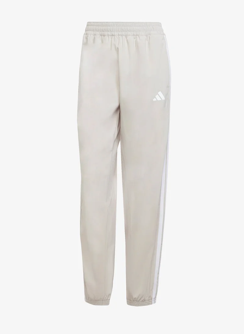 Adidas Beige / White Workout Essentials 3-Stripes Woven Pants for Women | Best Price UAE