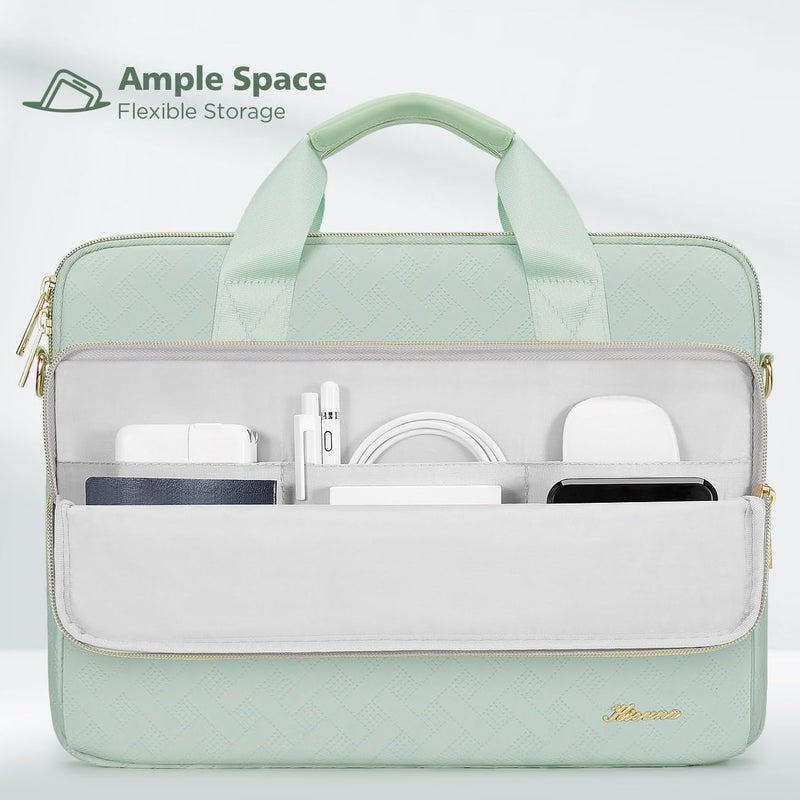 KIZUNA Laptop Sleeve Case 13 Inch Computer Shoulder Bag for 13.6" MacBook Air M2/MacBook Pro 14 M3 M2 M1 MAX/14 Lenovo ThinkPad X1 Carbon/IdeaPad Flex 5 Gen 8/IdeaPad Flex 5i/Yoga 9i Dell, Green - Image 2