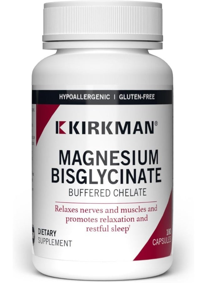 Kirkman Buffered Magnesium Bisglycinate Bio Max Series Hypoallergenic 180 Vegetarian Capsules Gluten Free Casein Free - Image 1
