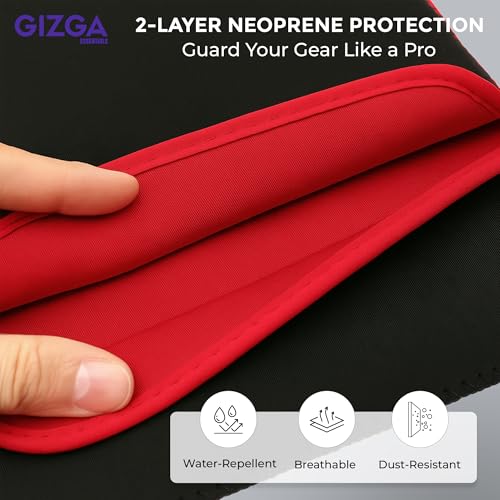 Gizga Essentials Reversible Laptop Sleeve 14.1 Inch, Dual Color Neoprene Laptop Cover, Zipperless, Waterproof, Slim Fit Laptop Case for HP Dell Lenovo Asus Acer, MacBook, Mouse Pad Use (Red/Black) - Image 4