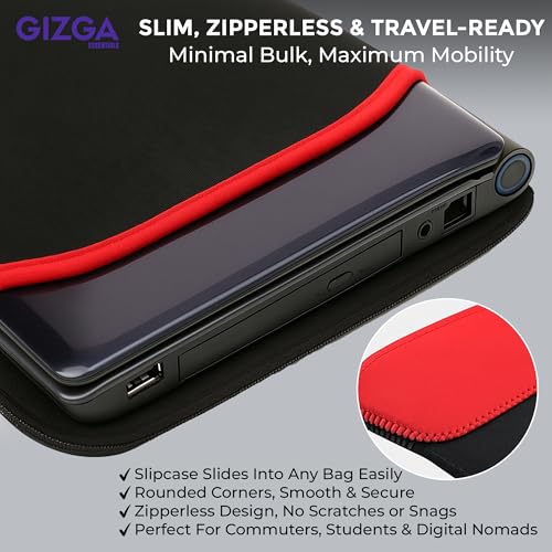 Gizga Essentials Reversible Laptop Sleeve 14.1 Inch, Dual Color Neoprene Laptop Cover, Zipperless, Waterproof, Slim Fit Laptop Case for HP Dell Lenovo Asus Acer, MacBook, Mouse Pad Use (Red/Black) - Image 5