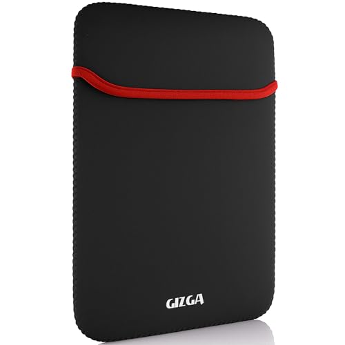 Gizga Essentials Reversible Laptop Sleeve 14.1 Inch, Dual Color Neoprene Laptop Cover, Zipperless, Waterproof, Slim Fit Laptop Case for HP Dell Lenovo Asus Acer, MacBook, Mouse Pad Use (Red/Black) - Image 1
