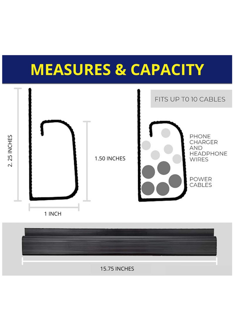 SARI SARI - J Channel Desk Cable Raceway Management – Set of 4 Computer Wire Channel Management Kit, Black Under Table Cord Organizer, Easy Install Wire Organizer Trays for Office and Home (Black) - Image 1