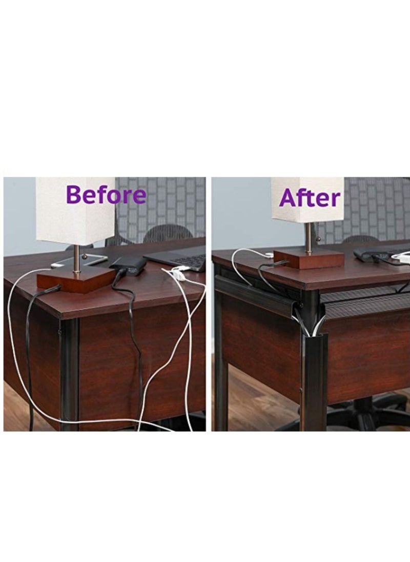 SARI SARI - J Channel Desk Cable Raceway Management – Set of 4 Computer Wire Channel Management Kit, Black Under Table Cord Organizer, Easy Install Wire Organizer Trays for Office and Home (Black) - Image 1
