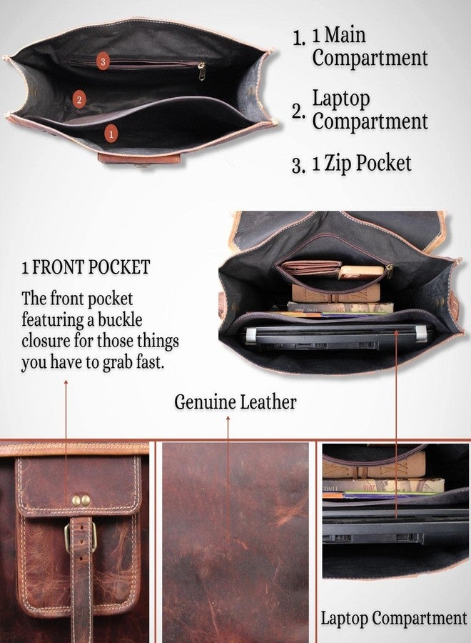 Madosh Genuine Leather Messenger Bag for Men | Crossbody Office Satchel with Adjustable Strap, Laptop Compartment & Buckle Closure - Image 4