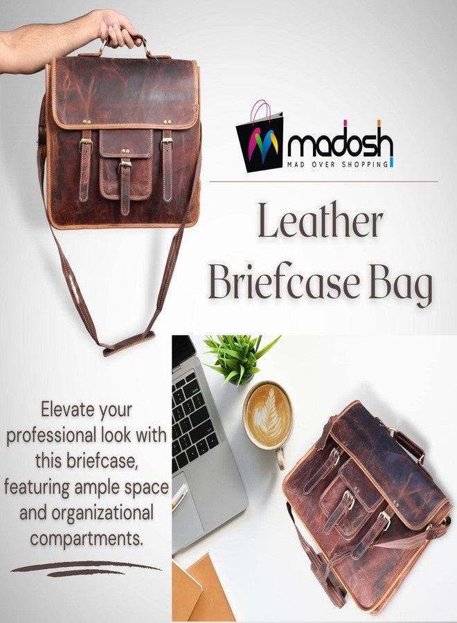 Madosh Genuine Leather Messenger Bag for Men | Crossbody Office Satchel with Adjustable Strap, Laptop Compartment & Buckle Closure - Image 5