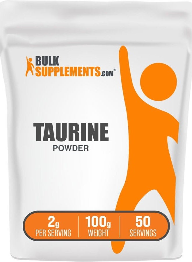 BulkSupplements .com Taurine Powder - Taurine Supplement, Amino Acid Supplement for Energy - Unflavored & Gluten Free, 2g per Serving, 100g (3.5 oz) (Pack of 1) - Image 1