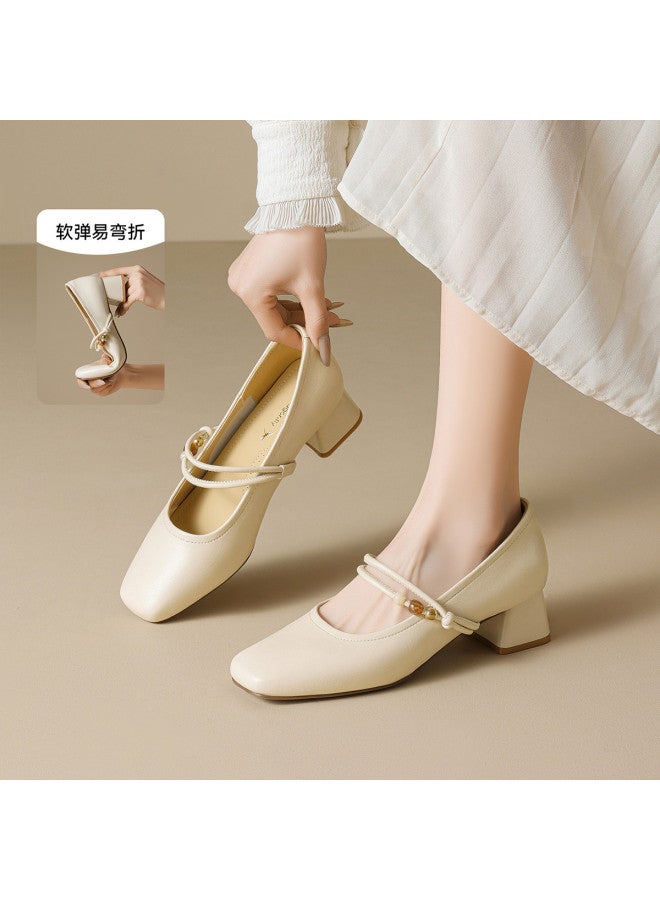 RED DRAGONFLY Years Women's Shoes Beaded Buckle Mary Jane Shoes Women's Shallow Opening Commuter Shoes Women's Flats - Image 5