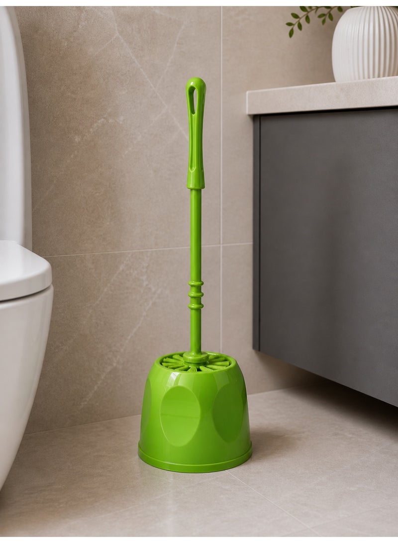 Toilet cleaning brush, sturdy bristles, long handle, storage base