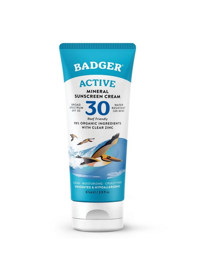 بادجير كريم واقي من الشمس من بادجر مينيرال بعامل حماية من الشمس 30، واقي شمس طبيعي بالكامل مع أكسيد الزنك، 98% مكونات عضوية، آمن على الشعاب المرجانية، واسع الطيف، مقاوم للماء، بدون رائحة، 2.9 أونصة سائلة - Image 1