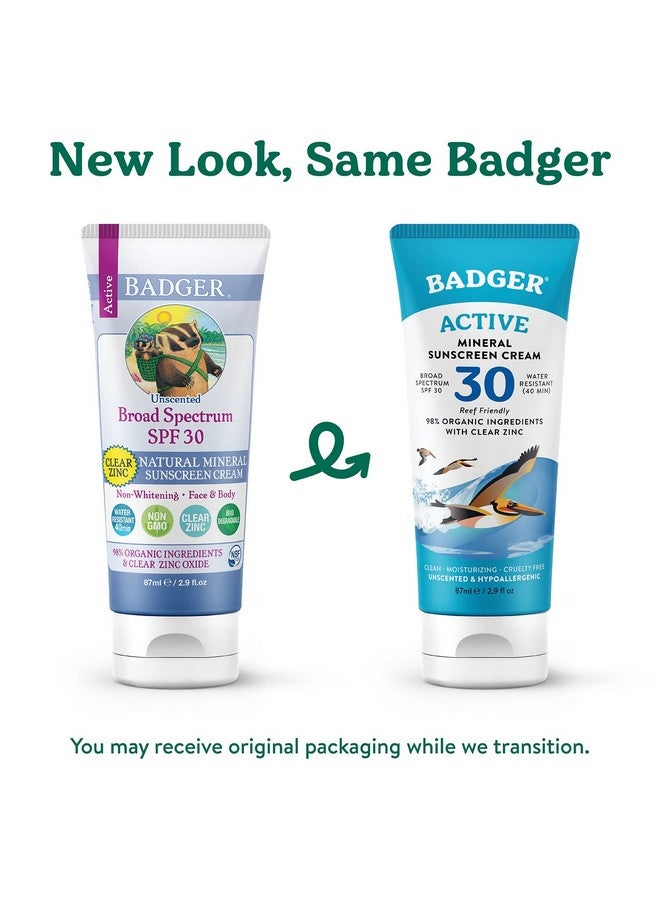 بادجير كريم واقي من الشمس من بادجر مينيرال بعامل حماية من الشمس 30، واقي شمس طبيعي بالكامل مع أكسيد الزنك، 98% مكونات عضوية، آمن على الشعاب المرجانية، واسع الطيف، مقاوم للماء، بدون رائحة، 2.9 أونصة سائلة - Image 3