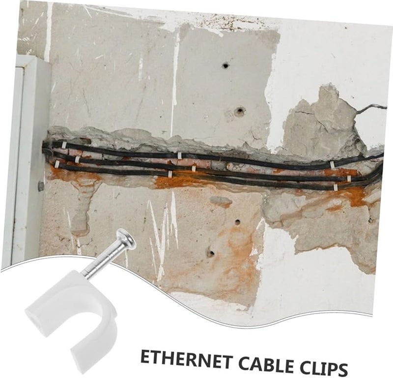 Tehaux 200 Pcs White Wall Cable Clips For Flat Cables Easy Installation Cord Management - Image 4