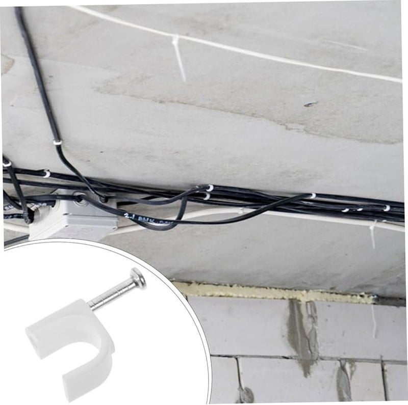 Tehaux 200 Pcs White Wall Cable Clips For Flat Cables Easy Installation Cord Management - Image 5