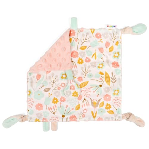 Dr.Rapeti Tag Security Blanket for Baby Infant Toddler Kid 10x10inches Washable Sensory Toy Lovey Appease Blanket (Flower) - Image 1