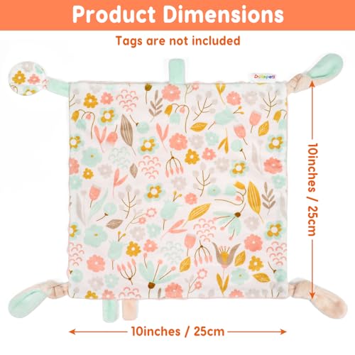Dr.Rapeti Tag Security Blanket for Baby Infant Toddler Kid 10x10inches Washable Sensory Toy Lovey Appease Blanket (Flower) - Image 3