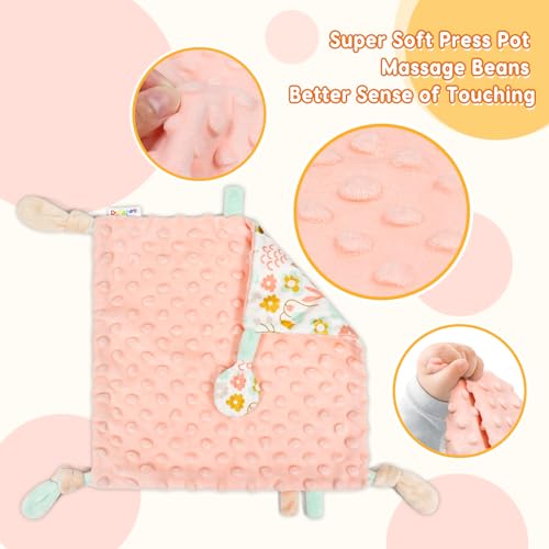 Dr.Rapeti Tag Security Blanket for Baby Infant Toddler Kid 10x10inches Washable Sensory Toy Lovey Appease Blanket (Flower) - Image 2