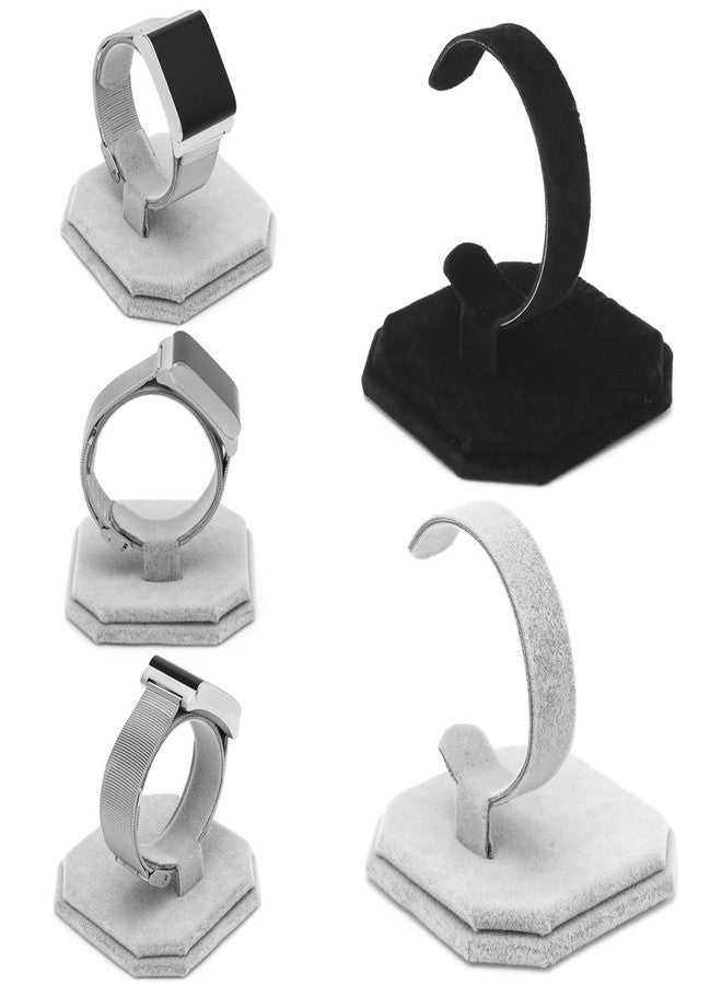 Misright Fashion Velvet C Design Jewelry Bracelet Bangle Watch Display Rack Stand Holder (Black) - Image 5
